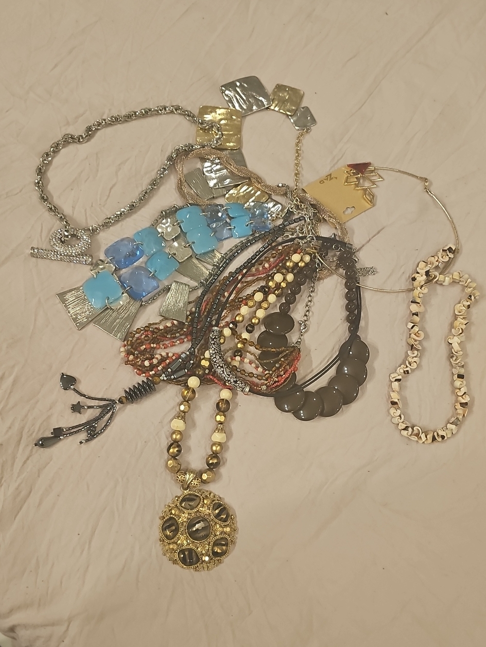 Assorted Women's Fashion Necklace Set - Blue, Gold, Black Accents